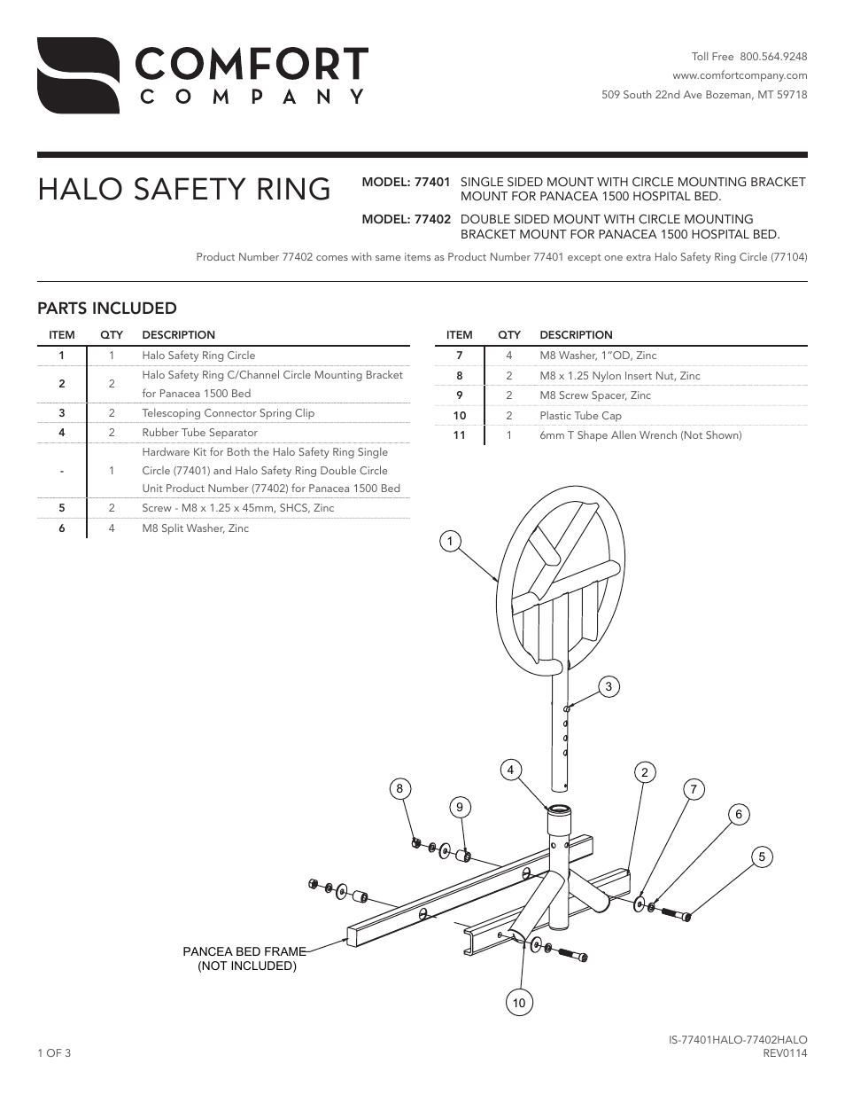 Comfort Company 77401/77402 Halo User Manual | 3 pages