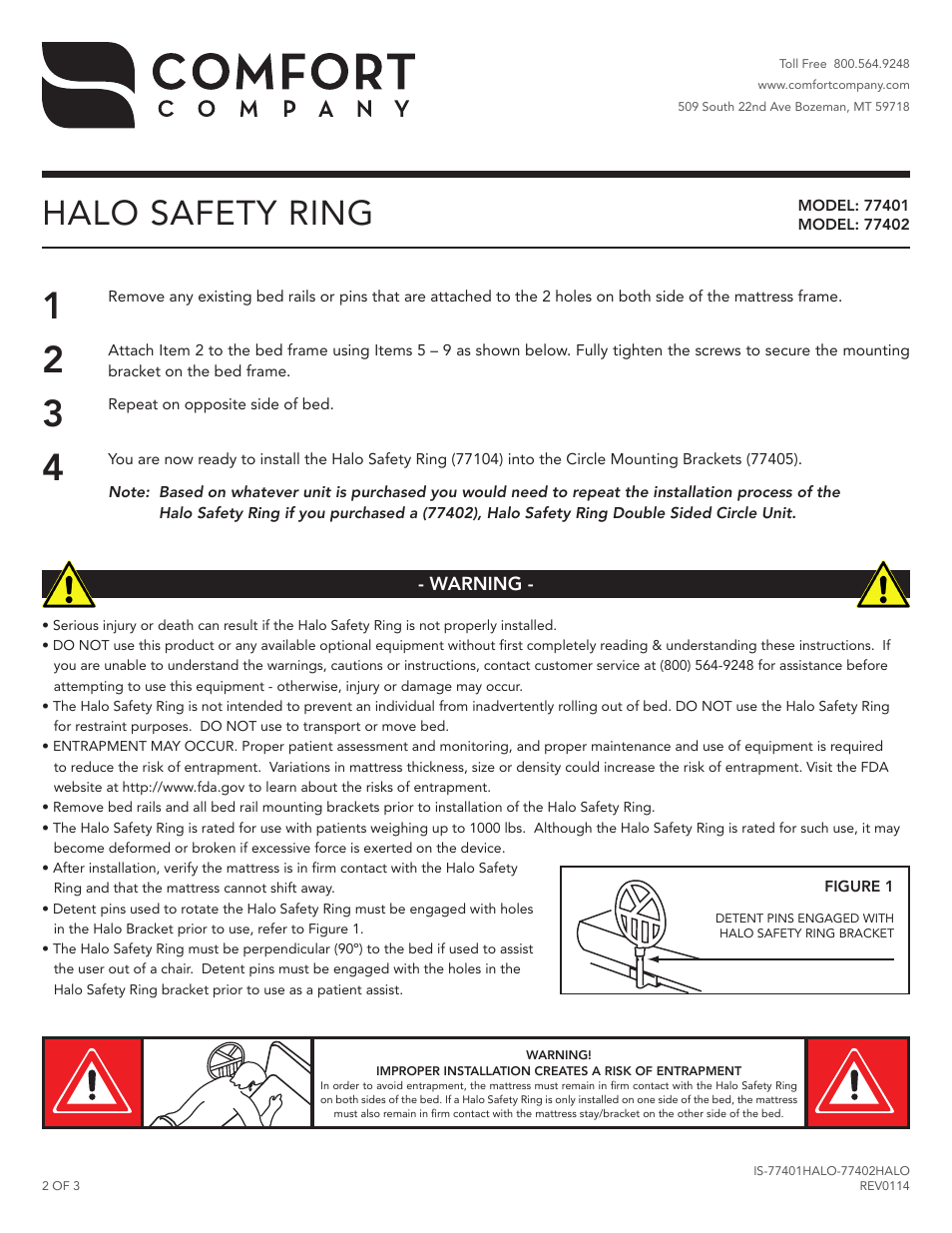 Halo safety ring | Comfort Company 77401/77402 Halo User Manual | Page 2 / 3