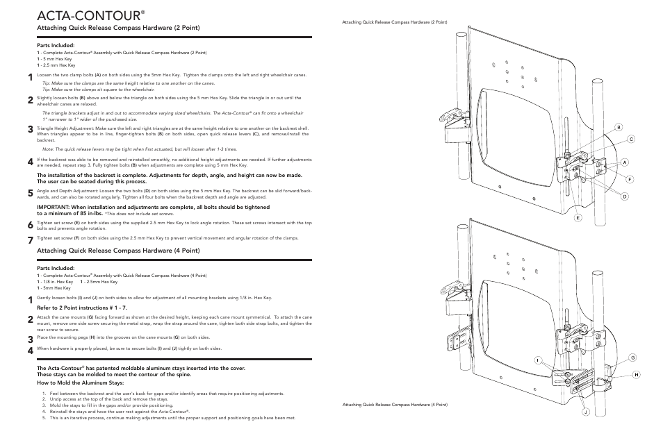 Acta-contour | Comfort Company Acta-Contour Quick Release User Manual | Page 2 / 2