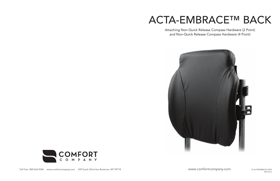 Comfort Company Acta-Embrace Non-Quick Release User Manual | 2 pages