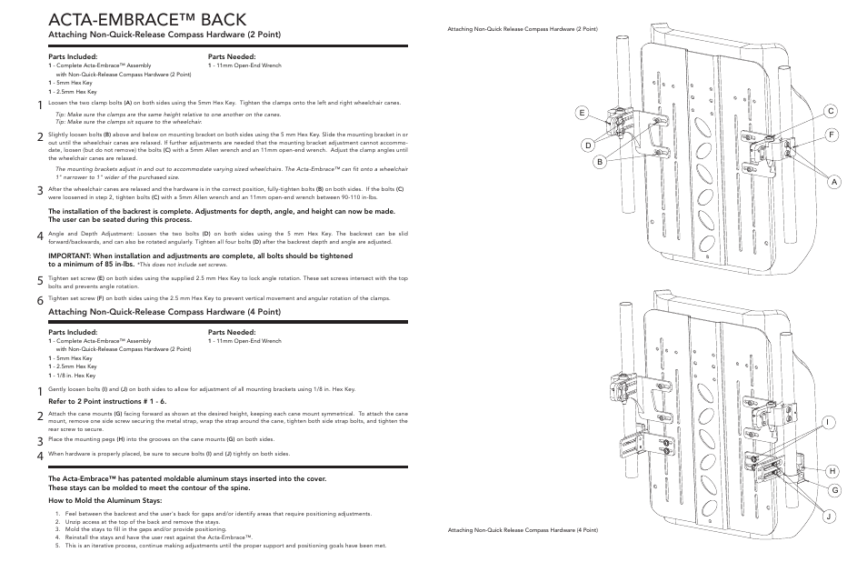 Acta-embrace™ back | Comfort Company Acta-Embrace Non-Quick Release User Manual | Page 2 / 2
