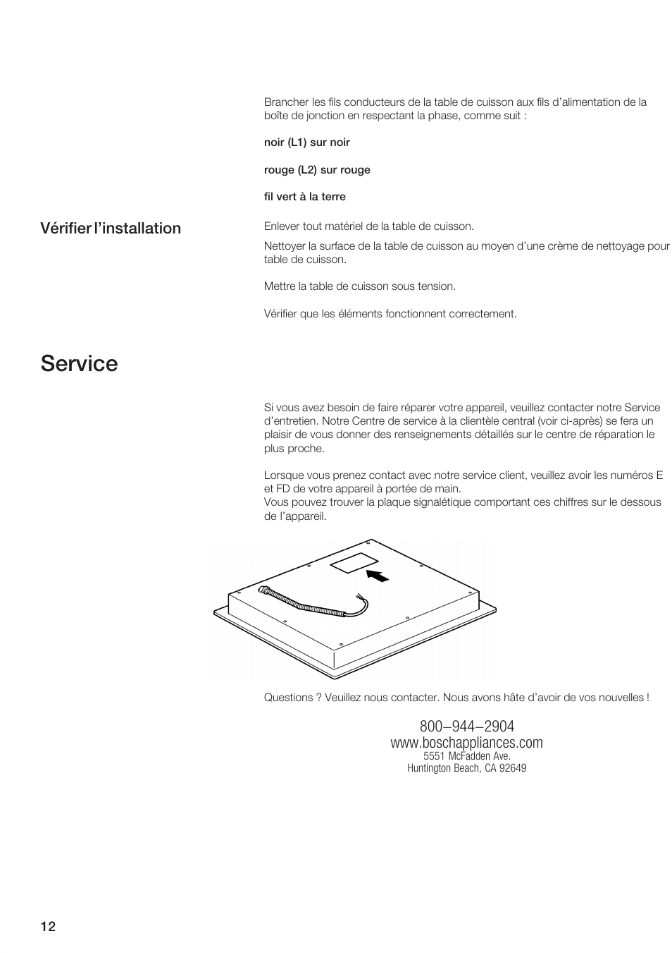 Service, Vérifier l'installation | Bosch NEM 95 User Manual | Page 12 / 20