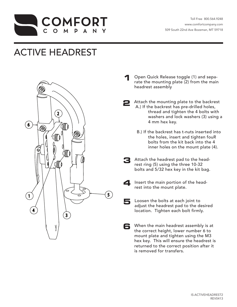 Comfort Company Active Headrest User Manual | 1 page