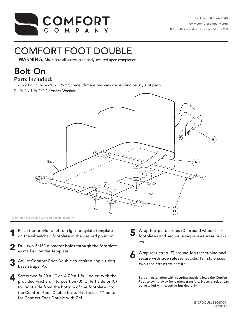 Comfort Company Comfort Foot Double User Manual | 3 pages