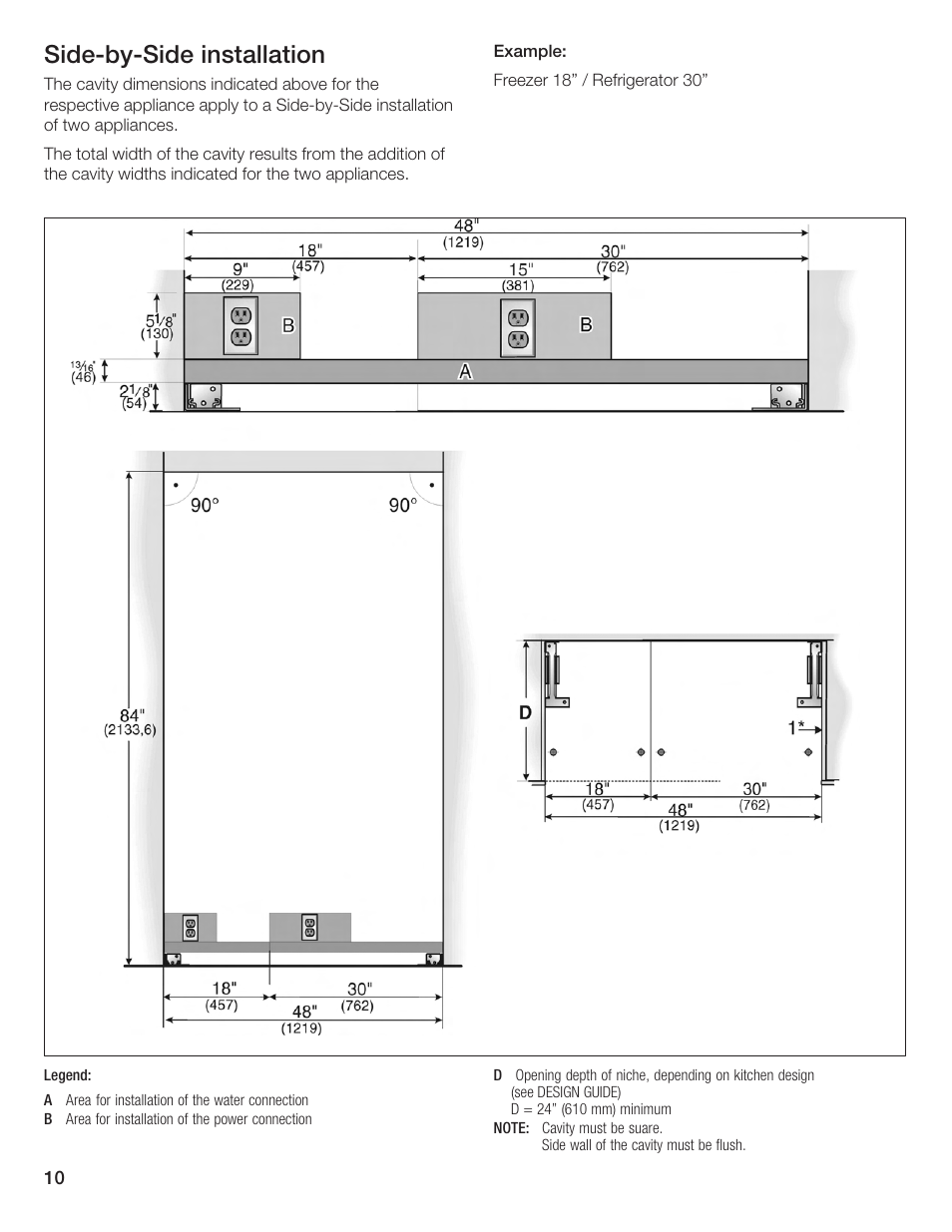 Sidećbyćside installation | Bosch Single Door User Manual | Page 10 / 124