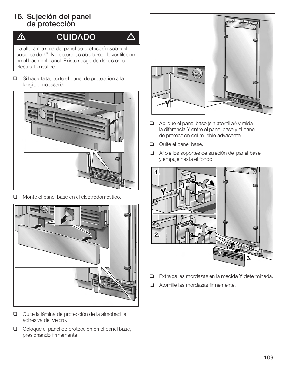 Cuidado, Sujeción del panel de protección | Bosch Single Door User Manual | Page 109 / 124