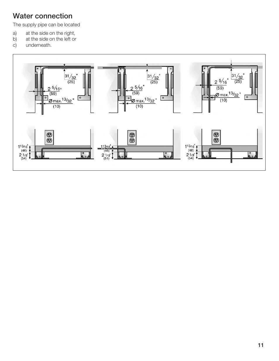 Water connection | Bosch Single Door User Manual | Page 11 / 124