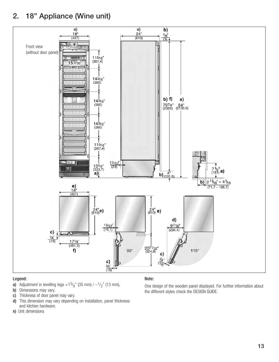 18" appliance (wine unit) | Bosch Single Door User Manual | Page 13 / 124