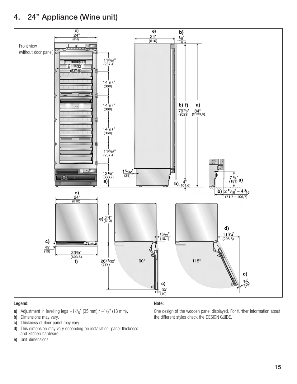 24" appliance (wine unit) | Bosch Single Door User Manual | Page 15 / 124