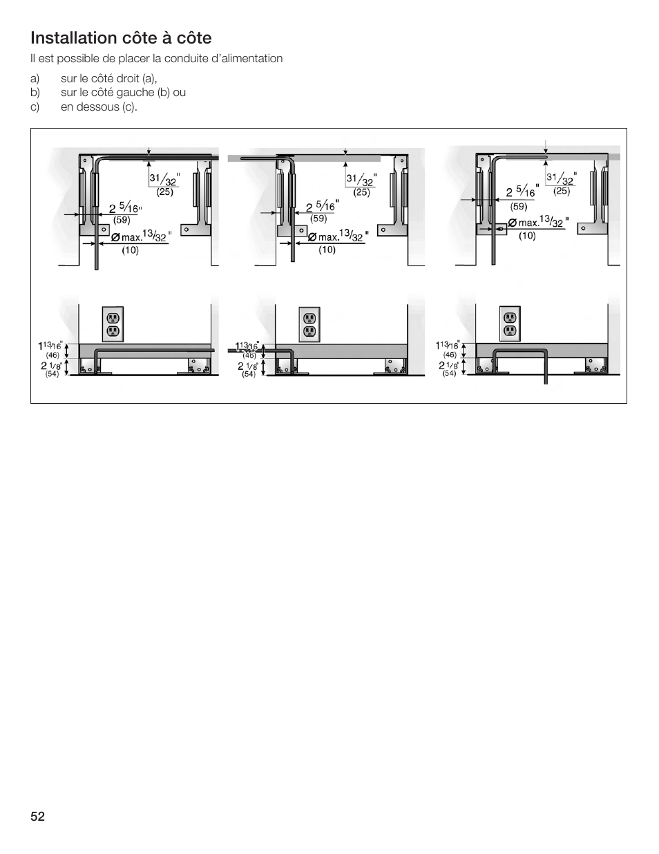 Installation côte à côte | Bosch Single Door User Manual | Page 52 / 124