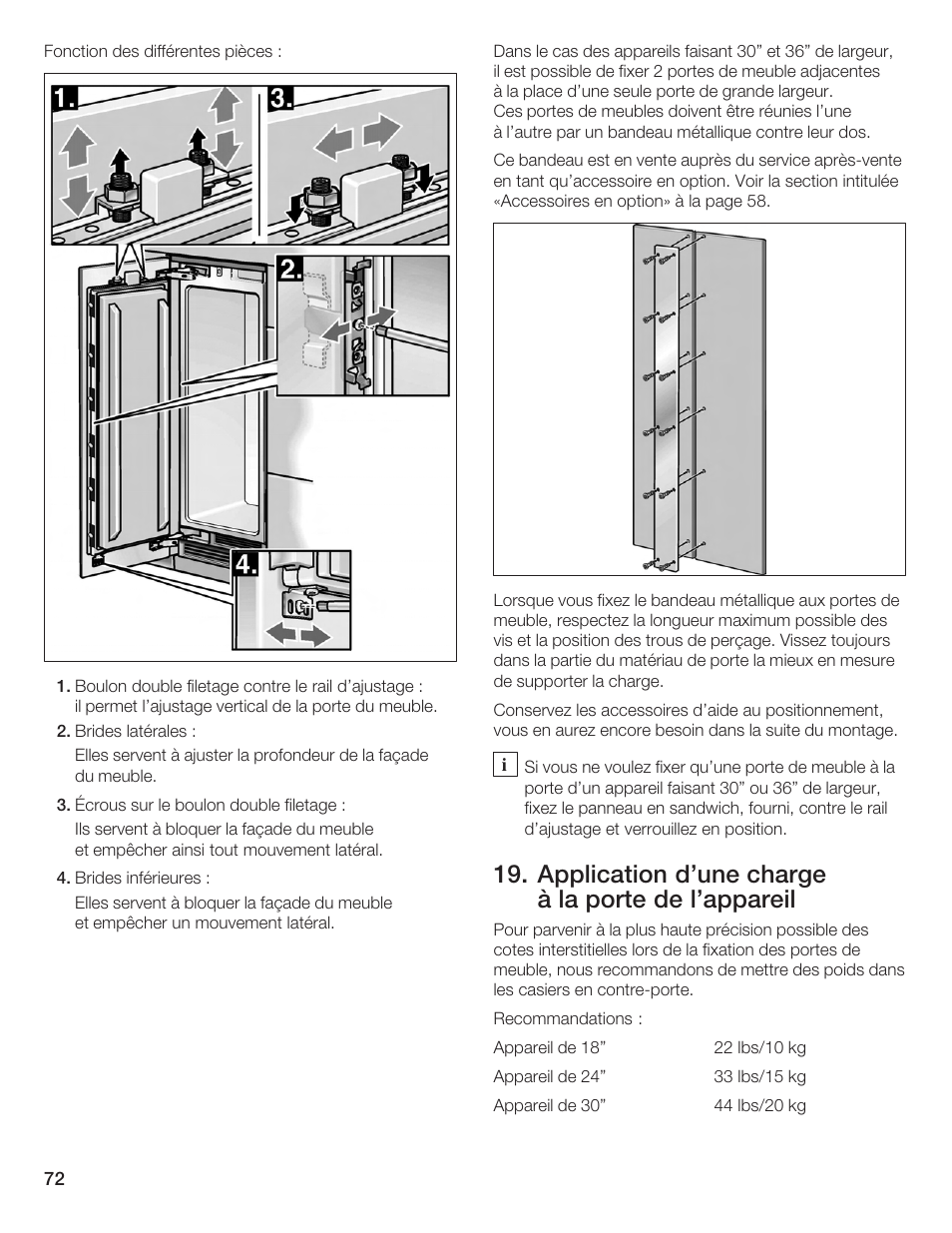 Application d'une charge à la porte de l'appareil | Bosch Single Door User Manual | Page 72 / 124