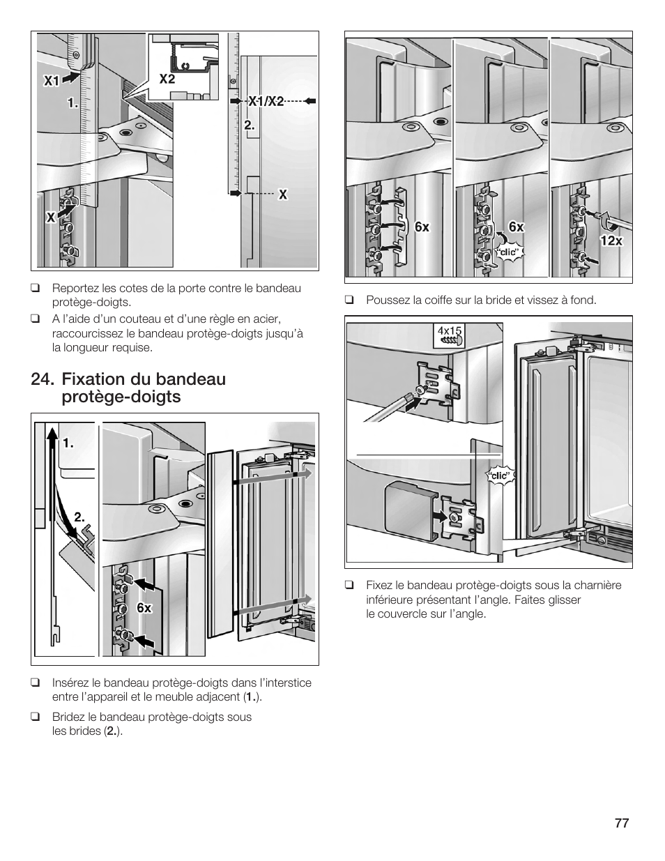 Fixation du bandeau protègećdoigts | Bosch Single Door User Manual | Page 77 / 124