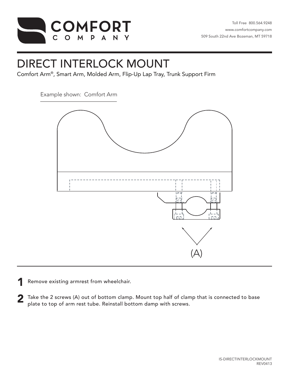 Comfort Company Direct Interlock Mount User Manual | 1 page
