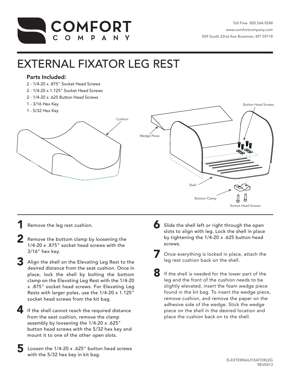 Comfort Company External Fixator Leg User Manual | 1 page
