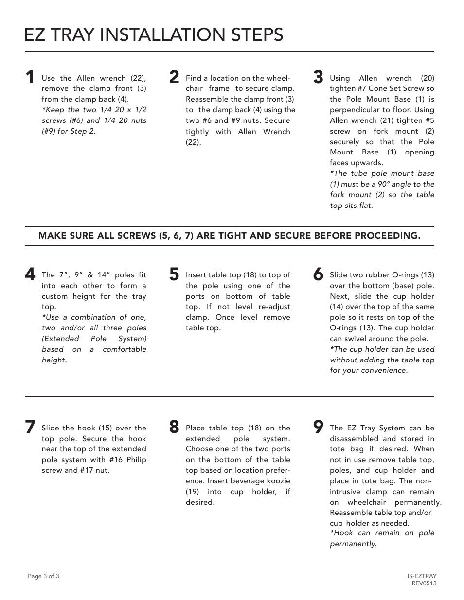 Ez tray installation steps | Comfort Company Eztray User Manual | Page 3 / 3