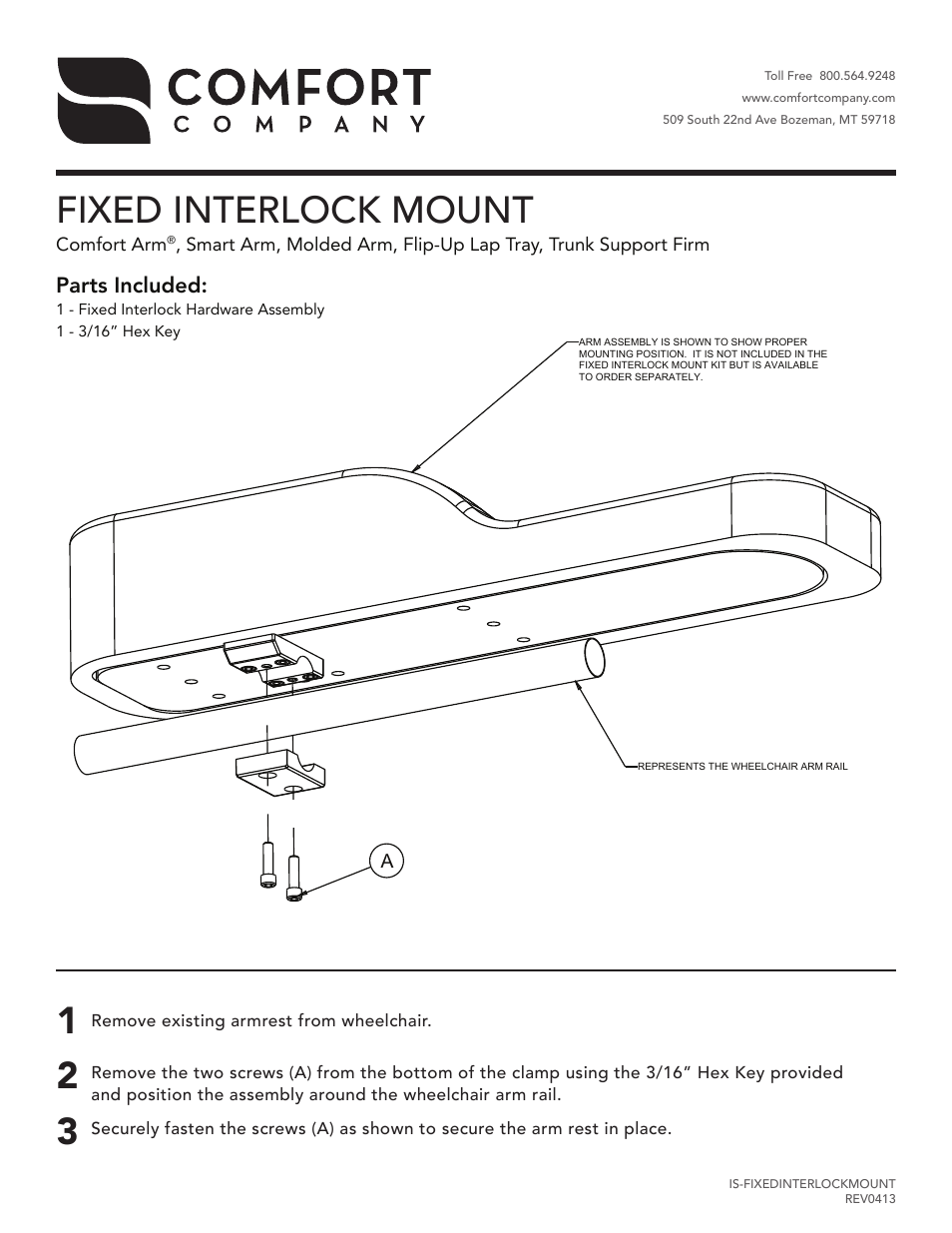 Comfort Company Fixed Interlock Mount User Manual | 1 page