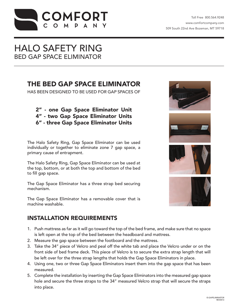 Comfort Company Gap Space Eliminator User Manual | 1 page