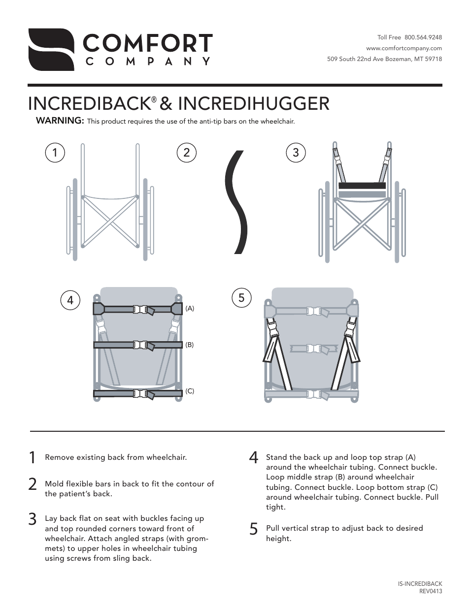 Comfort Company Incrediback & Incredihugger User Manual | 1 page