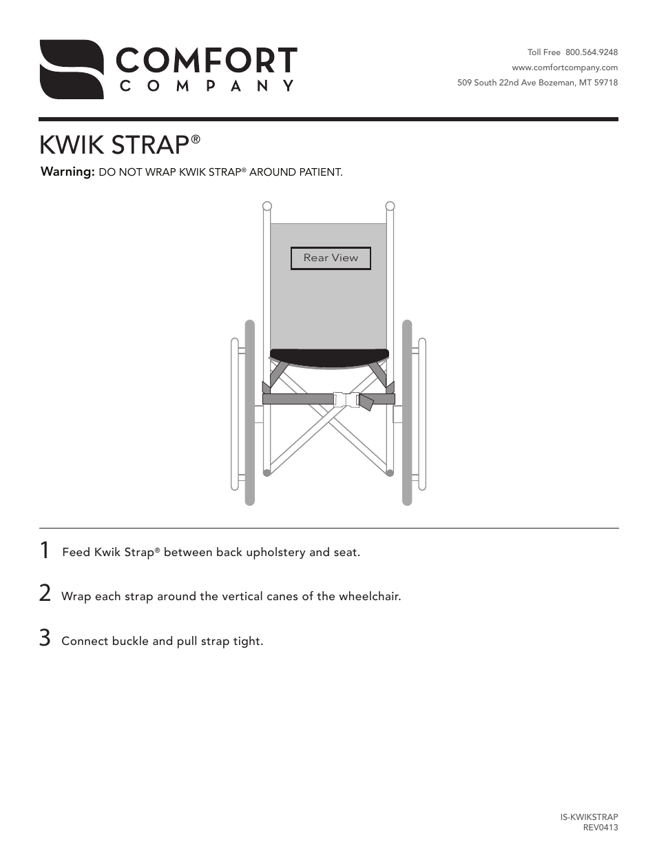 Comfort Company Kwikstrap User Manual | 1 page
