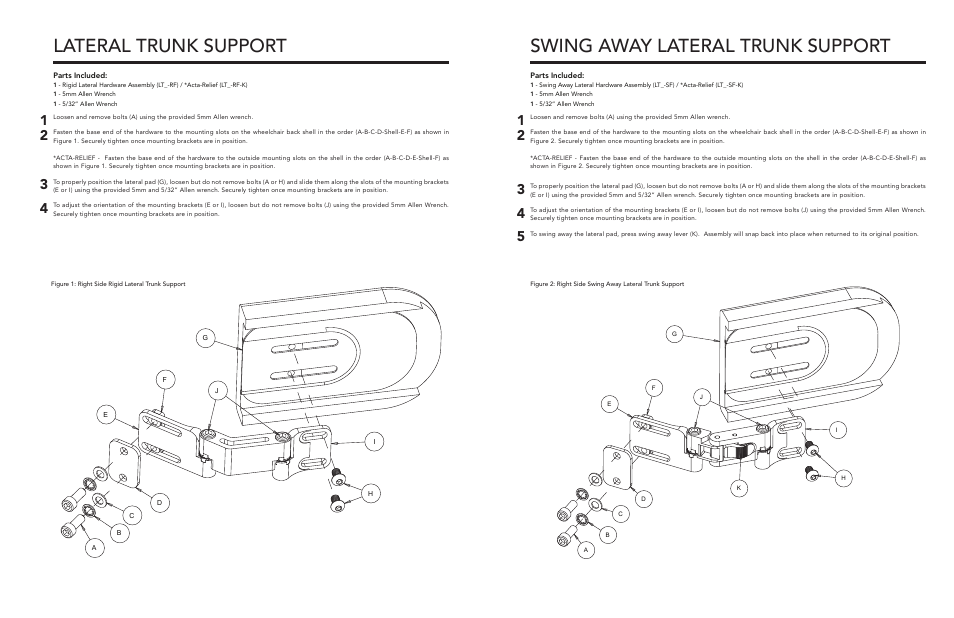 Lateral trunk support, Swing away lateral trunk support | Comfort Company Lateral Trunk Support User Manual | Page 2 / 2