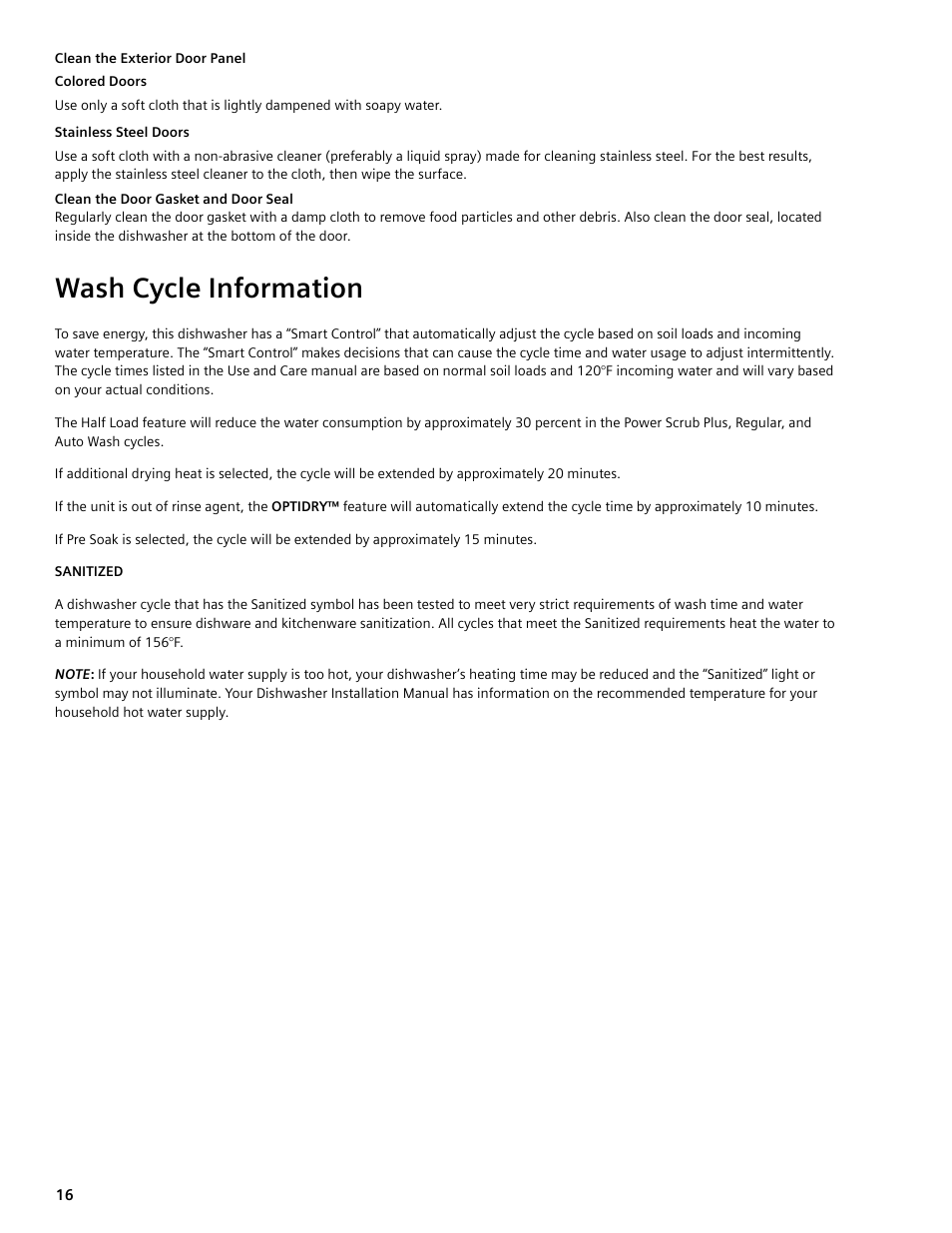 Wash cycle information | Bosch SGV45E03UC User Manual | Page 16 / 64