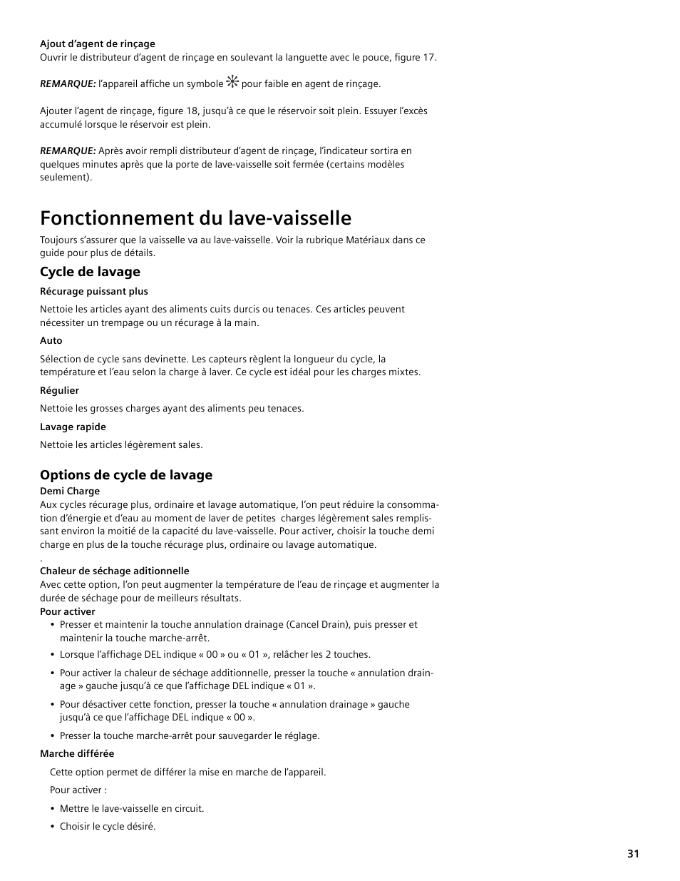 Fonctionnement du lave-vaisselle | Bosch SGV45E03UC User Manual | Page 31 / 64