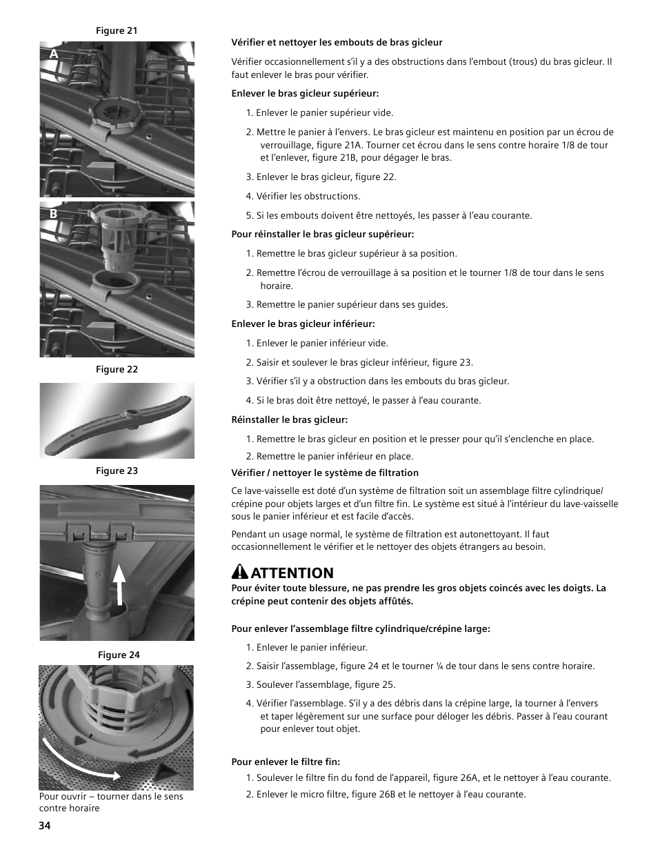 Attention | Bosch SGV45E03UC User Manual | Page 34 / 64