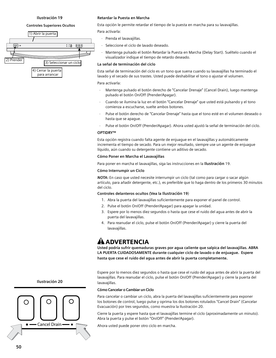 Advertencia | Bosch SGV45E03UC User Manual | Page 50 / 64
