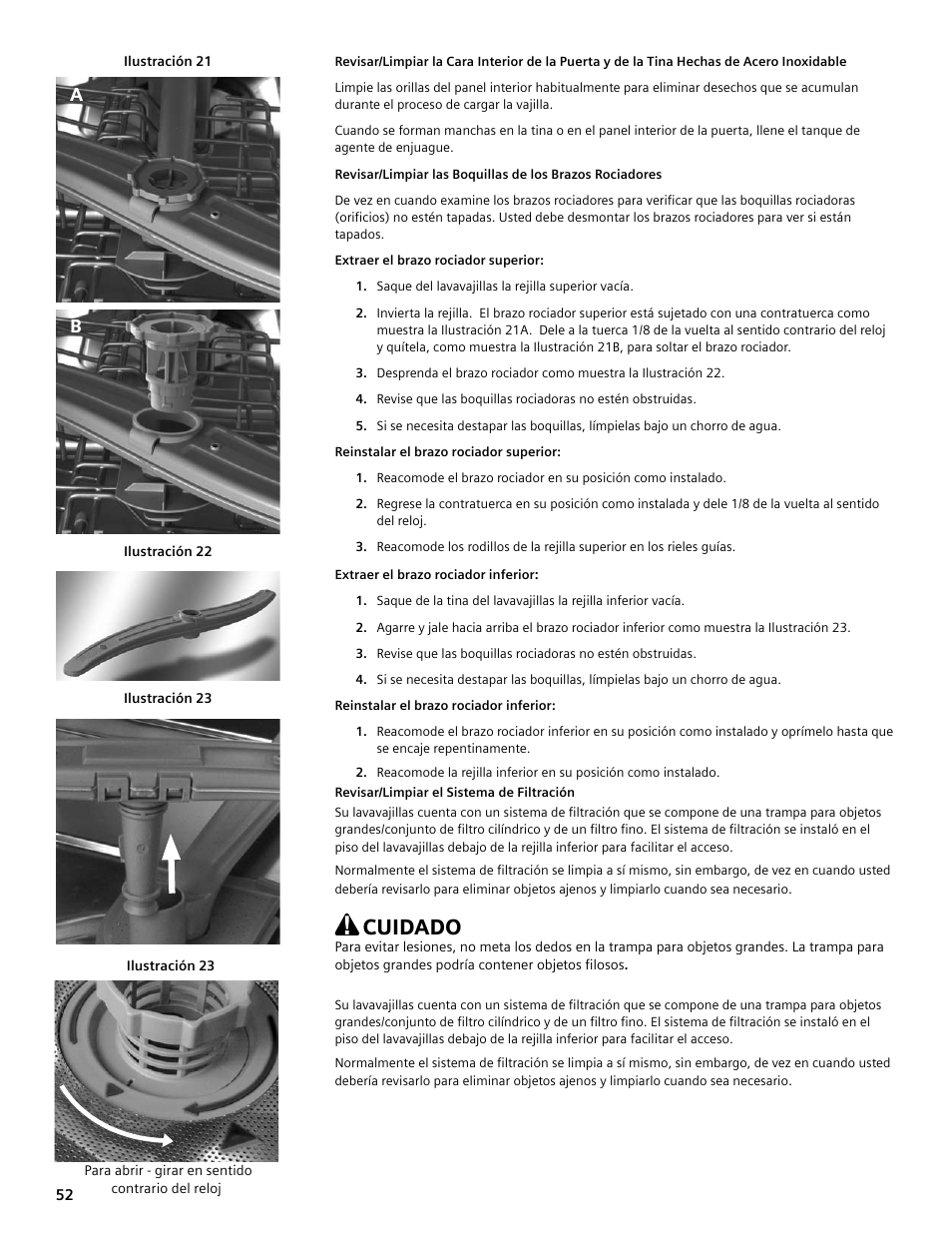 Cuidado | Bosch SGV45E03UC User Manual | Page 52 / 64