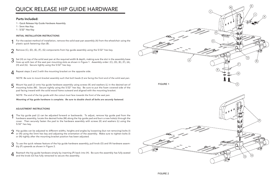 Quick release hip guide hardware | Comfort Company Quick Release Hip Guide Hardware User Manual | Page 2 / 2