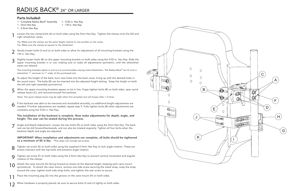Radius back | Comfort Company Radius Back - 24In User Manual | Page 2 / 2
