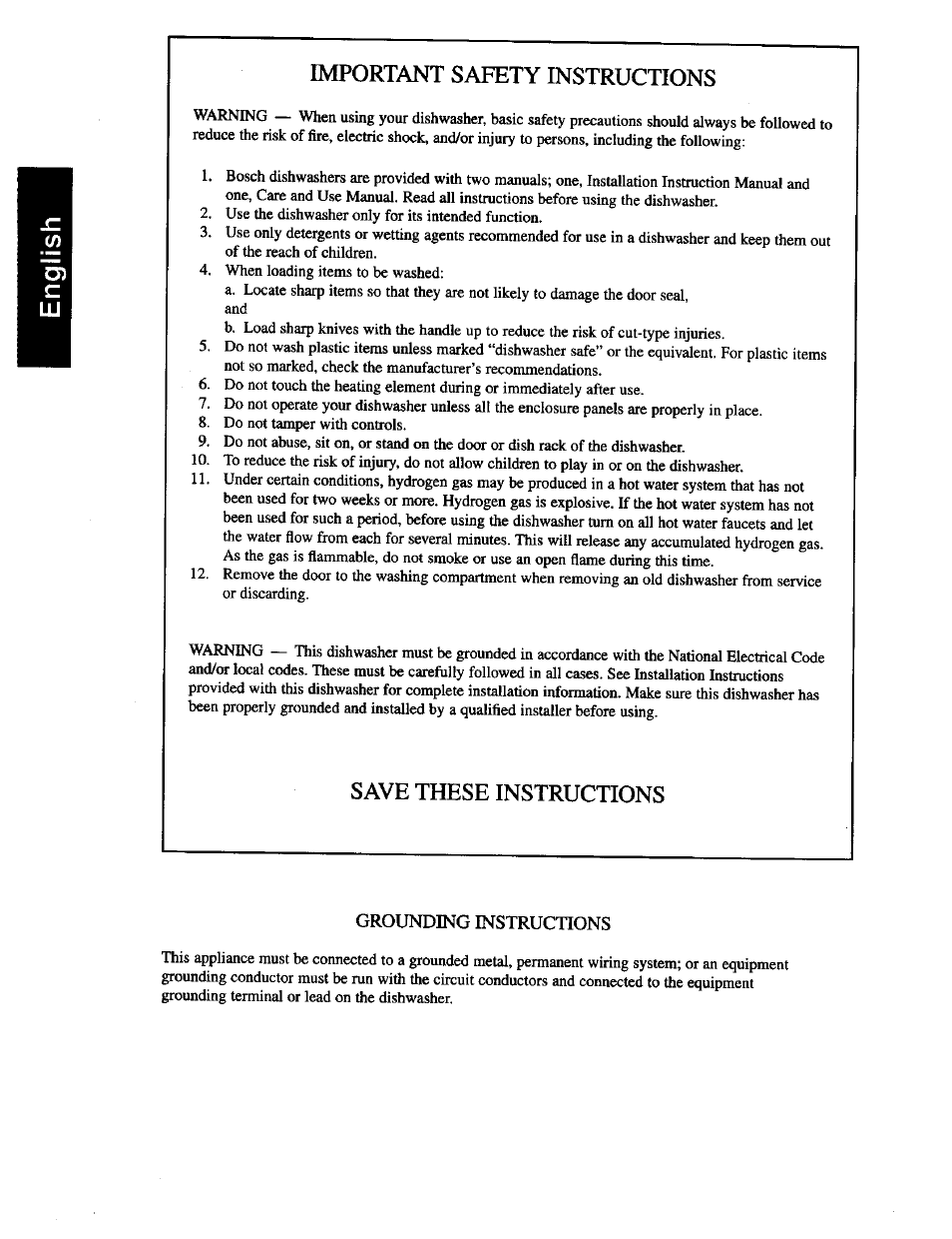 Important safety instructions, Save these instructions | Bosch SHU 4300 User Manual | Page 2 / 17