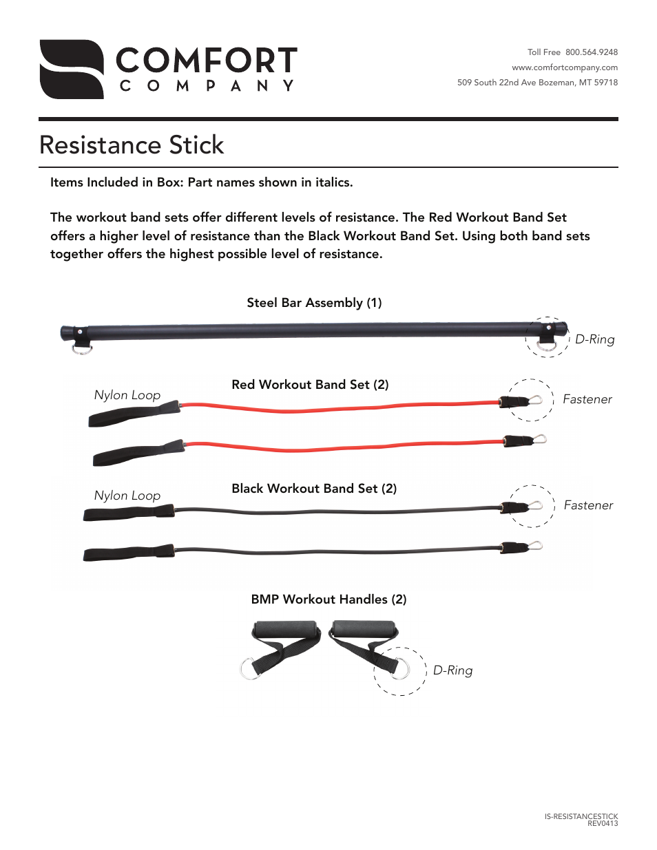 Comfort Company Resistance Stick User Manual | 2 pages