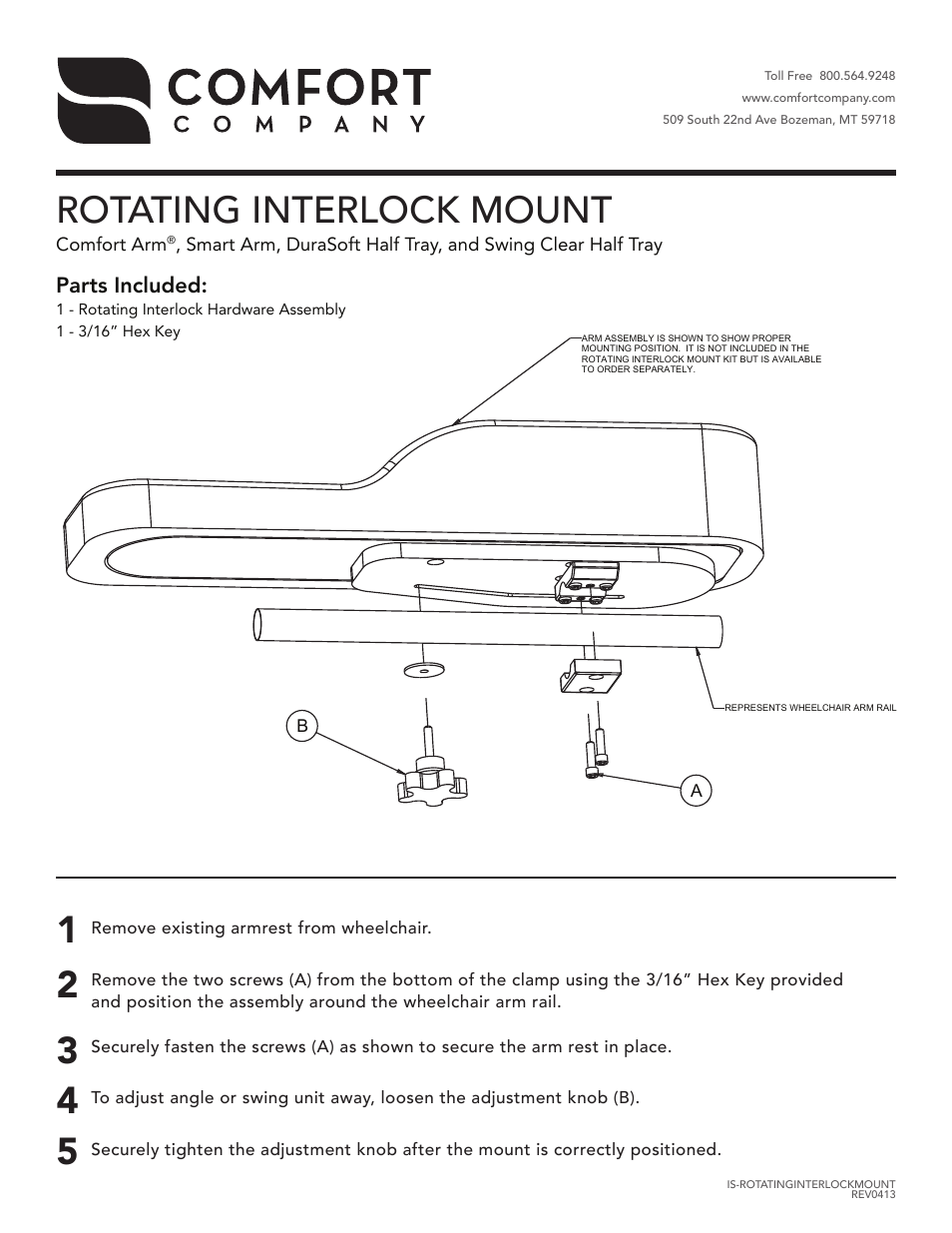 Comfort Company Rotating Interlock Mount User Manual | 1 page