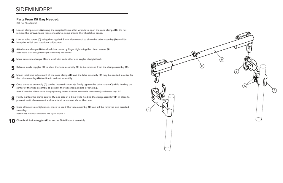 Sideminder | Comfort Company Sideminder User Manual | Page 2 / 2