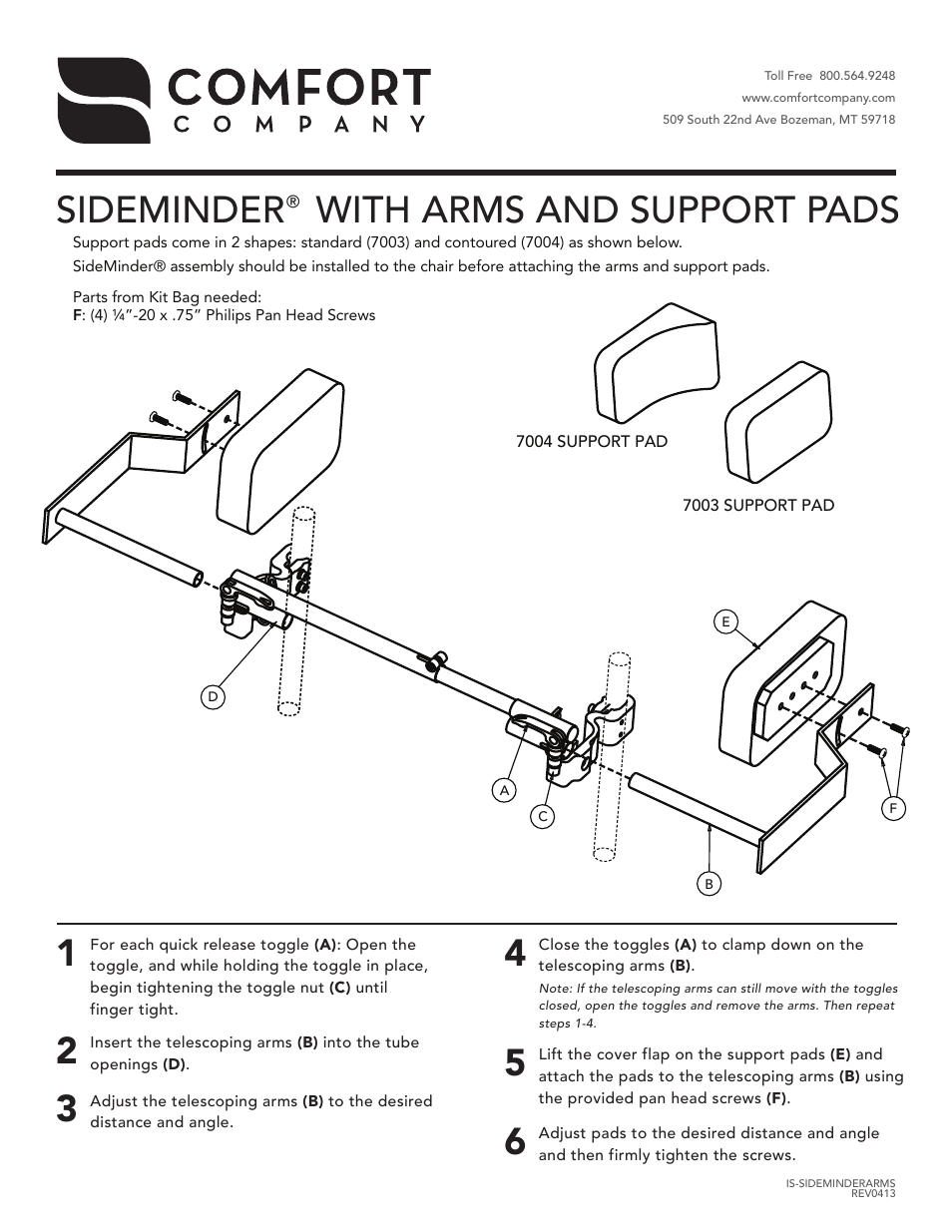 Comfort Company Sideminder Arms User Manual | 1 page