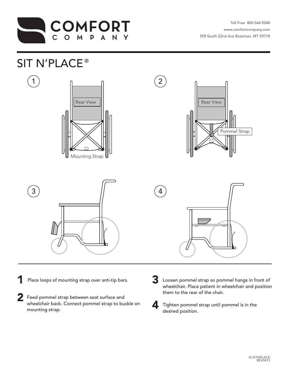 Comfort Company Sit N Place User Manual | 1 page