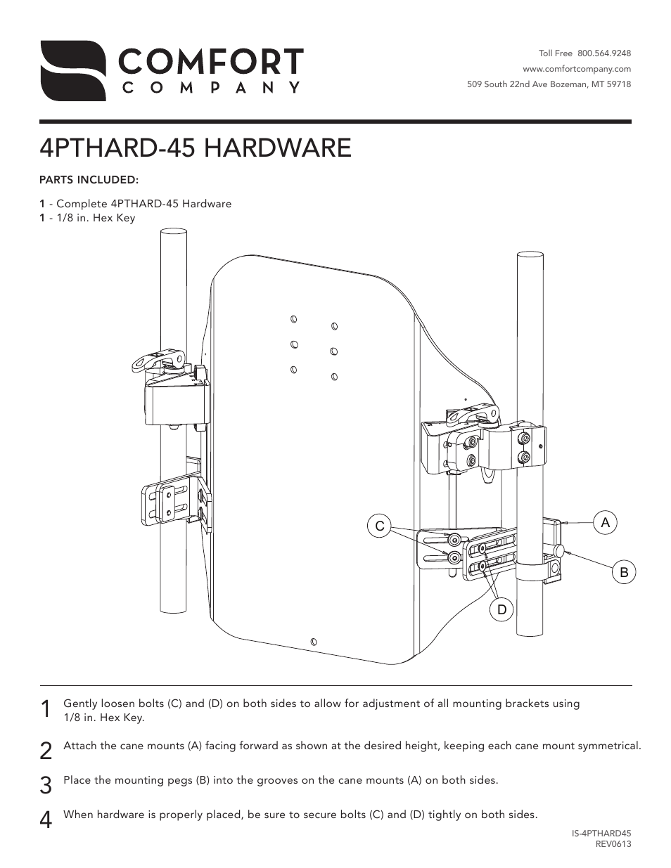 Comfort Company 4PTHARD-45 Hardware User Manual | 1 page