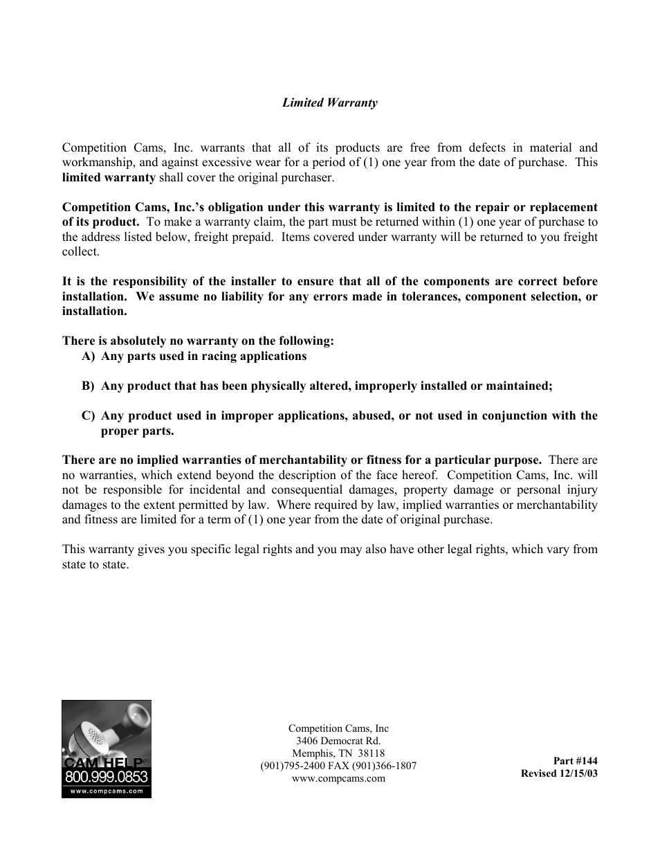 COMP Cams Stud Girdles User Manual | Page 3 / 4