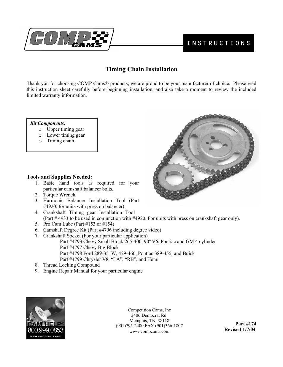 COMP Cams 4799 Timing Chain User Manual | 3 pages