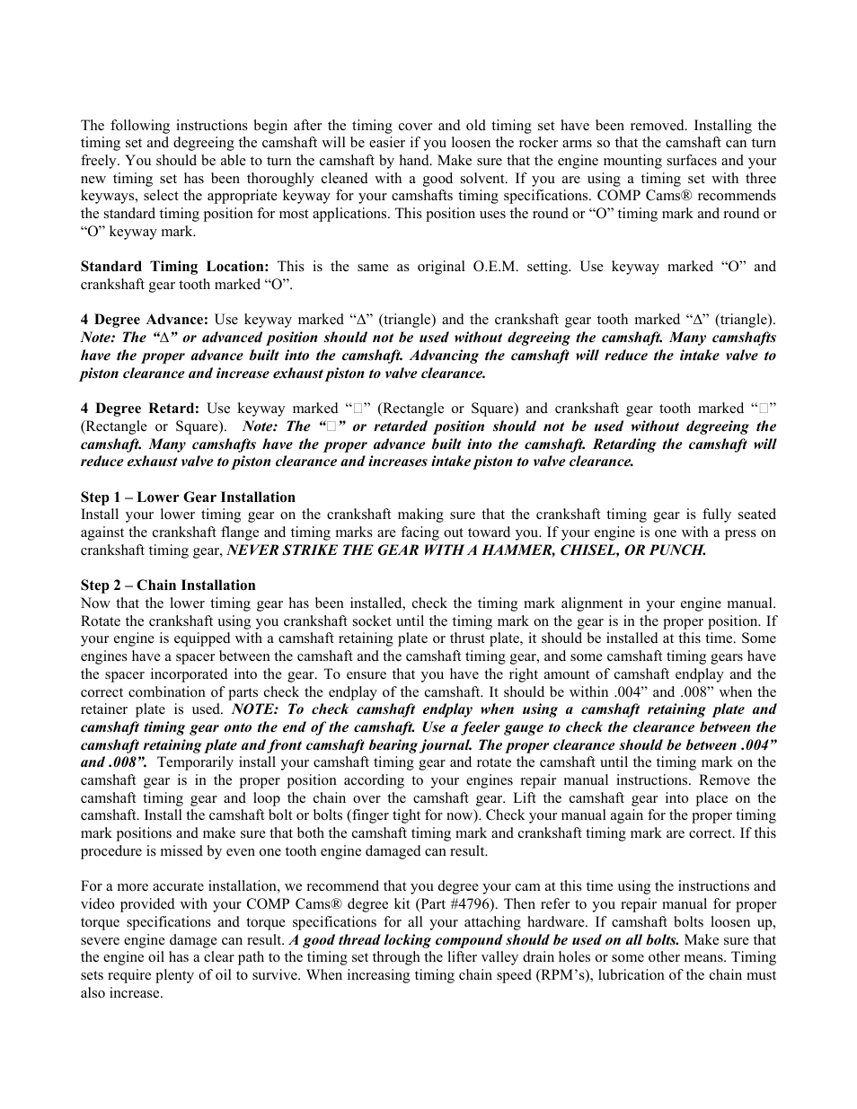 COMP Cams 4799 Timing Chain User Manual | Page 2 / 3