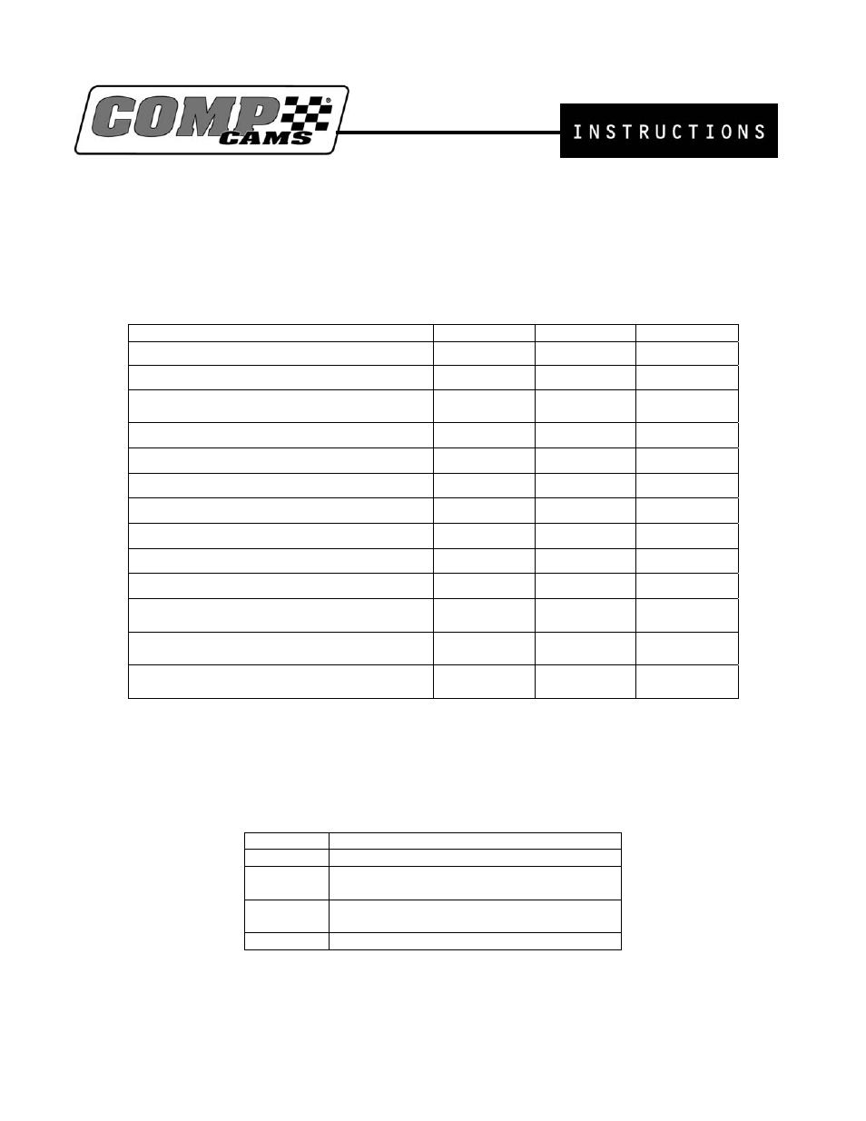 COMP Cams 3122 TB Ford Timing Set User Manual | 4 pages
