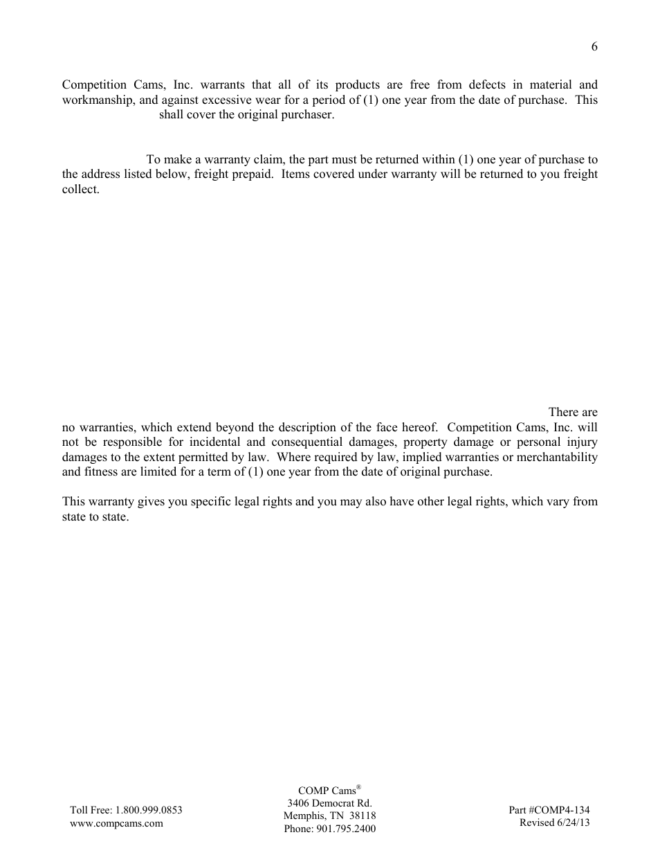 COMP Cams 9673T9 LS Timing Sets User Manual | Page 6 / 6