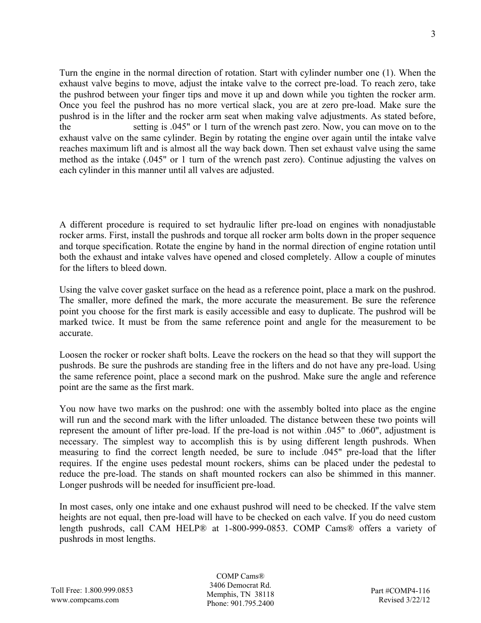 COMP Cams Hi-Tech Hydraulic Lifters User Manual | Page 3 / 4