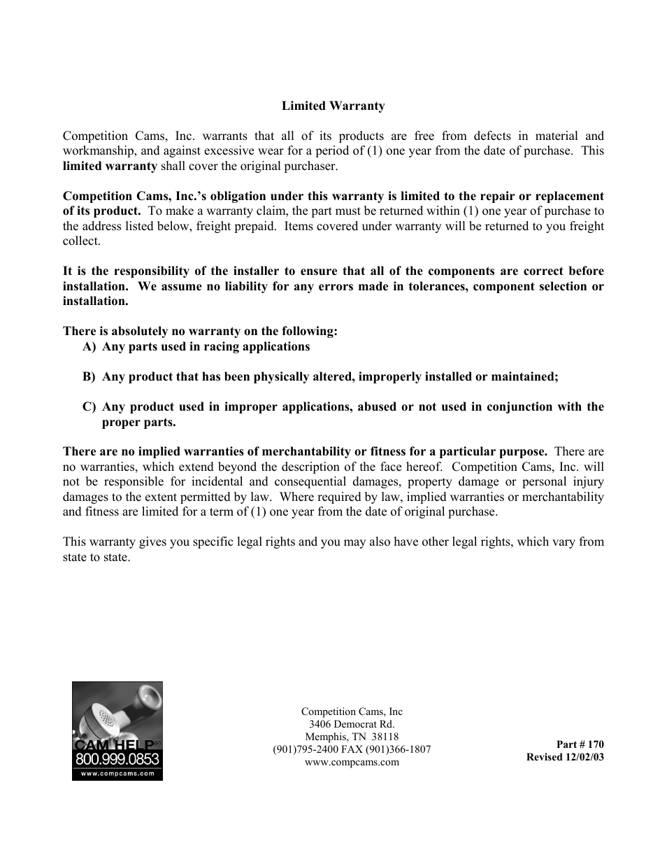 COMP Cams 5007 Lifter Bore Grooving Tool User Manual | Page 2 / 2