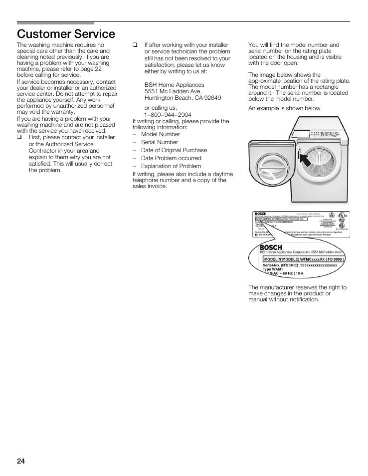 Customer service | Bosch Nexxt 500 Plus Series User Manual | Page 24 / 88