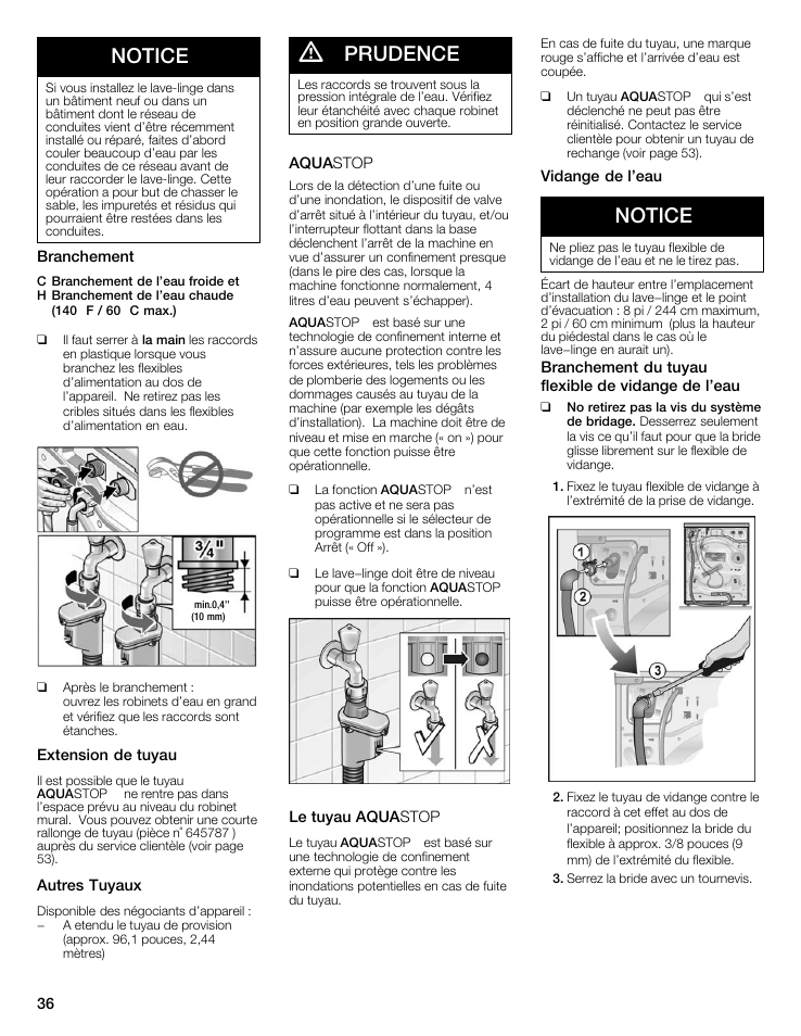 Notice, Prudence | Bosch Nexxt 500 Plus Series User Manual | Page 36 / 88