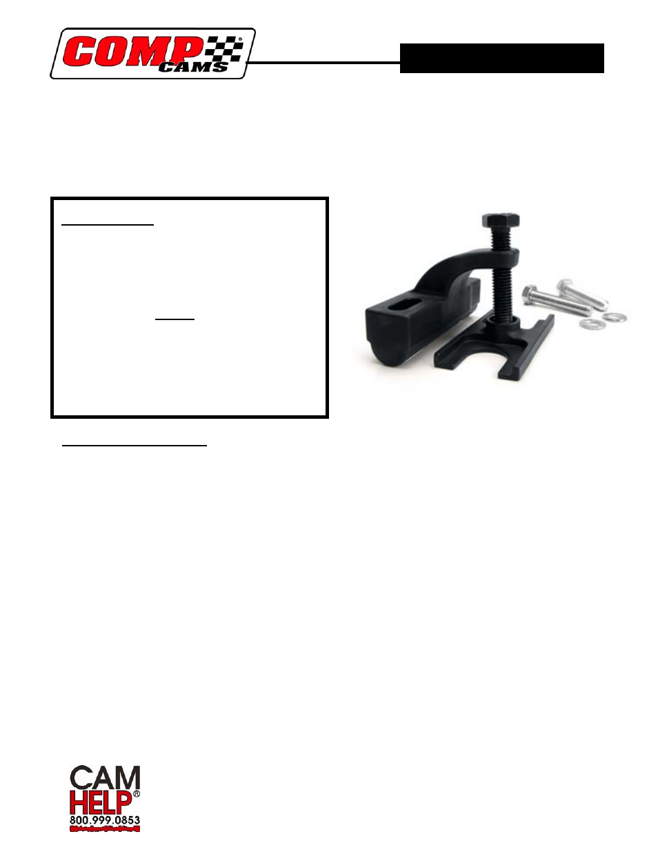 COMP Cams 5462 GM LS Engine Valve Spring Removal Tool User Manual | 3 pages
