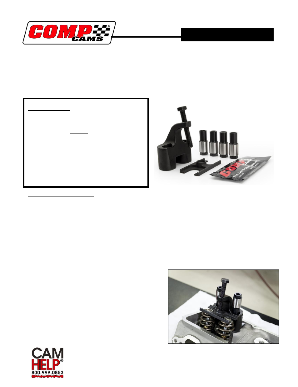 COMP Cams 5337 SBC Engine Valve Spring Removal Tool User Manual | 2 pages