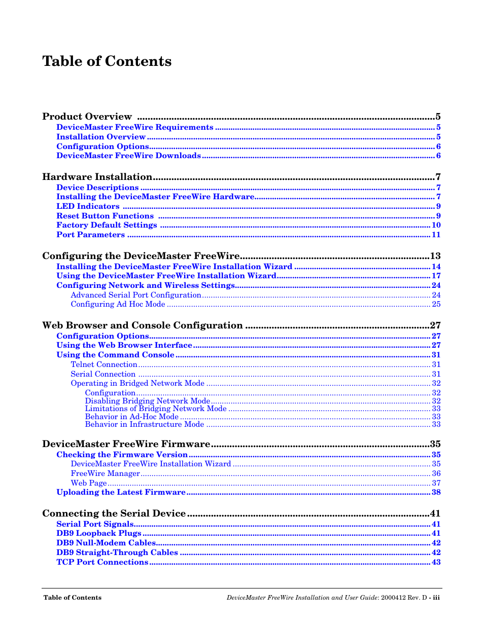 Comtrol FreeWire User Manual | Page 3 / 54